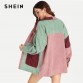 SHEIN Multicolor Elegant Modern Lady Cut and Sew Pocket Front Buttoned Coat Autumn Weekend Casual Women Coat And Outerwear