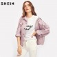 SHEIN Rips Detail Boyfriend Denim Jacket Autumn Womens Jackets and Coats Pink Lapel Single Breasted Casual Fall Jacket32828050789
