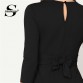 Sheinside Black Elegant Bodycon Dress Women Pencil 3/4 Sleeve Autumn Clothes Ladies Solid Slim Sheath Party Dresses