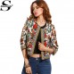 Sheinside Embroidery Outerwear Winter Tribal Print Office Ladies Women Coats and Jackets Vintage Autumn Long Sleeve Coat