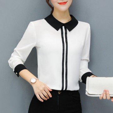 Spring Summer Blouses Women&#39;s Tops Office Work Elegant Chiffon Shirts Red Slim Blouse Casual Long Sleeve Plus Size White Shirt32873756447