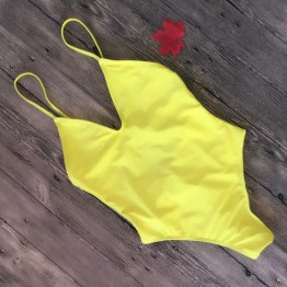 Summer Swimwear Women Sling Backless One Piece Slim Swimsuit Multi-choice Solid Bathing Suits Bikini Padded Beachwear 7 colors