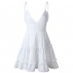 Summer Women Lace Dress Sexy Backless V-neck Beach Dresses Fashion Sleeveless Spaghetti Strap White Casual Mini Sundress32875342721