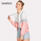 SweatyRocks Color Block Elastic Waist Drawstring Jacket New Fashion Multicolor Zipper Woman Clothing Ladies Spring Jacket32850275742