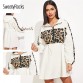 SweatyRocks Quarter Zip Contrast Leopard Hooded Dress Streetwear Drawstring Waist Women Clothes 2019 Summer Casual Mini Dresses32966624526