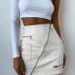 Sweetown White Korean Style Skirts Womens Street Style A Line Skirt Summer High Waist Vogue Steampunk Leather Short Skirt