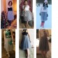 TingYiLi Tulle Skirts Womens Black Gray White Adult Tulle Skirt Elastic High Waist Pleated Midi Skirt 201632618924376