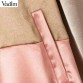 Vadim elegant patchwork hooded loose jacket oversized pockets Drawstring tie coat ladies outerwear casual chic tops CA123