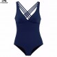 Vintage One Piece Swimsuit Women Swimwear Solid Monokini Retro Bodysuit Beach Wear Black Blue Bath Suit Striped Maillot De Bain32818177776