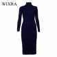 Wixra Warm Women Autumn Winter Sweater Knitted Dresses Slim Elastic Turtleneck Long Sleeve Sexy Lady Bodycon Robe Dresses32844696100