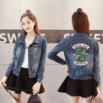 Women Denim Jacket Riverdale southside serpents Jeans bomber jacket Coat Casual female Outwear Solid Plus Size big size 4XL 5XL32879595772