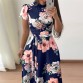Women Long Maxi Dress 2019 Summer Floral Print Boho Style Beach Dress Casual Short Sleeve Bandage Party Dress Vestidos Plus Size32915974486