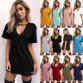 Women Tshirt Dress 2019 Choker V-neck Summer Dresses Short Sleeve Casual Sexy Halter Loose Boho Beach Dress Vestidos Plus Size