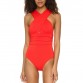 Women Vintage Monokini One Piece Swimsuit Cross Ruched Beach Swimwear Padding Backless Bathing Sport Bikini Suit badpak