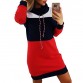 Women Winter Turtleneck Long Sleeve Hooded Plus Size Autumn Striped Colorful Hoodie Dress Sweatshirt Dress GV00932835043285