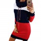 Women Winter Turtleneck Long Sleeve Hooded Plus Size Autumn Striped Colorful Hoodie Dress Sweatshirt Dress GV00932835043285