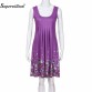 Women's Casual O-Neck Sleeveless Sexy Dress Summer Floral Print Loose Plus Size S-5XL Ruched Ladies Party Dresses Beach Sundress