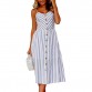Women&#39;s Sexy Summer Dresses 2019 Boho Plus XXXL Backless Sleeveless Button Striped Solid Midi Dress Slip Sundress With Pockets32874574511