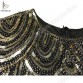 Womens 1920s Vintage Flapper Great Gatsby Party Dress V-Neck Sleeve Sequin Fringe Midi Dresses Accessories Art Deco Embellished