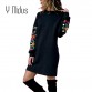 Y Nidus Dresses Women Winter Mini Dress Elegant Floral Print Long Sleeve O-Neck Loose Warm Dress Black Streeetwear vestido32943496560